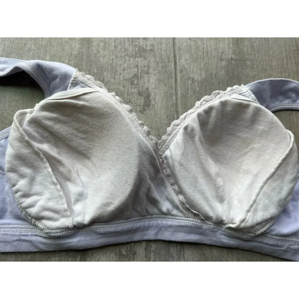 Maternity Nursing Bra Cotton Pregnancy Wireless Breast Feeding Wire Free Sleep L - Picture 7 of 9